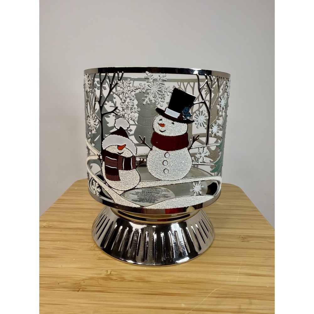 Bath & Body Works SNOWMAN PEDESTAL CANDLE HOLDER 3 WICK NEW